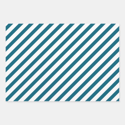 オレンジコーラルティール（緑がかった色）ウォーターカラーストライプのフローラ ラッピングペーパーシート (正面3)