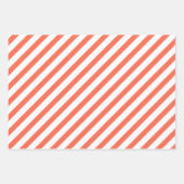 オレンジコーラルティール(緑がかった色)ウォーターカラーストライプのフローラ ラッピングペーパーシート (正面2)