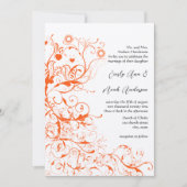 オレンジコーラルバード&スワール結婚式招待状 招待状 (正面)