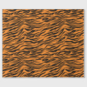 オレンジコーラルブラックタイガーアニマルスキン抽象芸術グラム ラッピングペーパー (フラット)