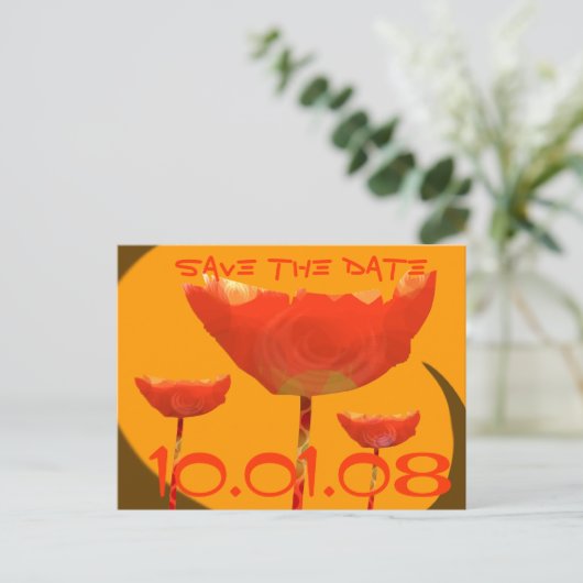 オレンジコーラルポピー日付を保存 案内ポストカード (スタンド正面)