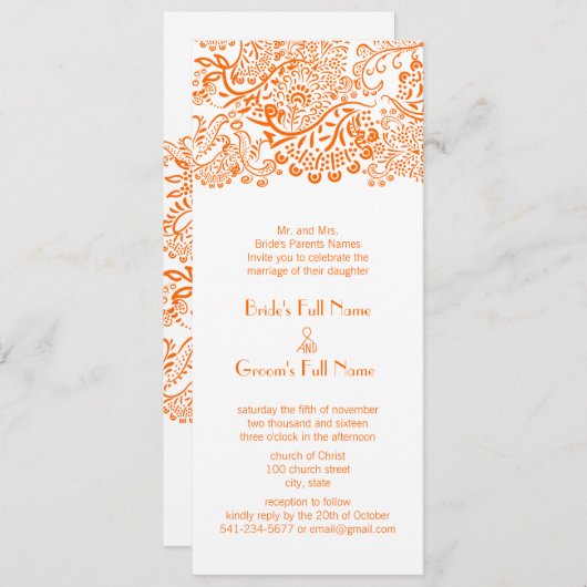 オレンジコーラルラブバード結婚式招待状 招待状 (正面/裏面)
