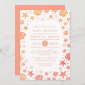 オレンジコーラル海の事物ベビーシャワー招待状 招待状 (正面/裏面)