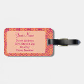 オレンジコーラル&マゼンタアラベスクモロッコグラフィック ラゲッジタグ (裏面横)