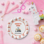 オレンジコーン建築ディガーネームボーイ誕生日 ペーパープレート (パーティー)