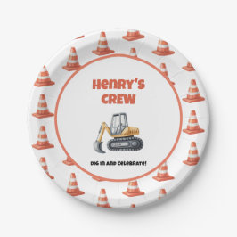 オレンジコーン建築ディガーネームボーイ誕生日 ペーパープレート