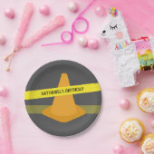 オレンジコーン警告テープ建築誕生日 ペーパープレート (パーティー)