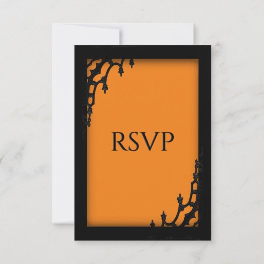 オレンジゴシックの出欠返信カード(メニュー選択付き) 出欠カード (裏面)