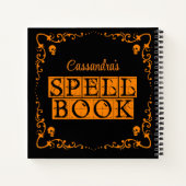 オレンジゴシック魔導書パーソナライズされた ノートブック (裏面)