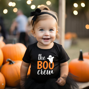 オレンジゴーストハロウィン女子クルー トドラーTシャツ
