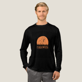 オレンジゴーストフェイス ハロウィン ブラック ロングTシャツ トライブレンドTシャツ