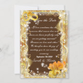 オレンジゴールドとブラウンの背景の水彩画で日程を保存 招待状 (正面)