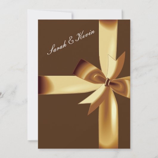 オレンジゴールドとブラウンの背景の水彩画で日程を保存 招待状 (裏面)