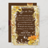 オレンジゴールドとブラウンの背景の水彩画で日程を保存 招待状 (正面/裏面)