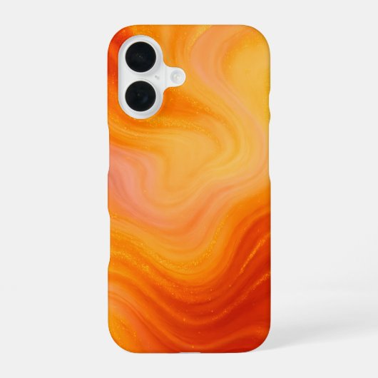 オレンジゴールド大理石柄iPhone/iPadケース iPhone 16ケース (裏面)