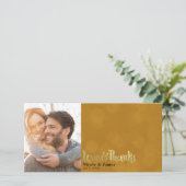 オレンジゴールド ウェディング フォト ラブ & サンクス ありがとう サンキューカード (スタンド正面)