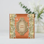 オレンジゴールド 結婚 誕生日 婚約 招待状 (スタンド正面)