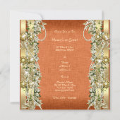 オレンジゴールド 結婚 誕生日 婚約 招待状 (裏面)