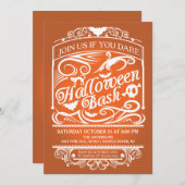 オレンジゴ不気味シックハロウィーン招待状 招待状 (正面/裏面)