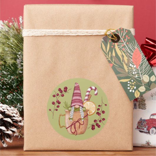 オレンジサイダークリスマスノームステッカー ラウンドシール (クリスマス)