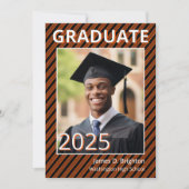 オレンジサッカーをテーマにした写真卒業招待状 招待状 (正面)