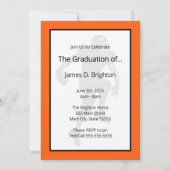 オレンジサッカーをテーマにした写真卒業招待状 招待状 (裏面)