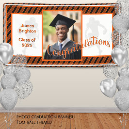 オレンジサッカーをテーマにした写真卒業 横断幕