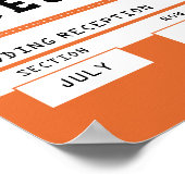 オレンジサッカーチケット結婚ズゲストブックサイン ポスター (角)