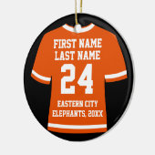 オレンジサッカーホッケースポーツジャージー セラミックオーナメント (左)