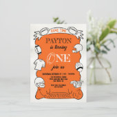 オレンジサッカー1st片手引き誕生日 招待状 (スタンド正面)