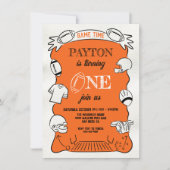 オレンジサッカー1st片手引き誕生日 招待状 (正面)