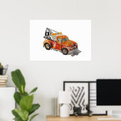 オレンジサビだらけのレッカー車の水彩画 ポスター (ホームオフィス)