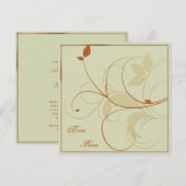 オレンジサビット金ゴールド葉秋の結婚式招待状 招待状 (正面/裏面)