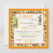 オレンジサファリキリン&カップケーキファースト誕生日 招待状 (裏面)