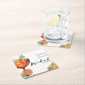 オレンジサマーウェディングシャワー Aperol Spritz スクエアペーパーコースター (インサイチュ)