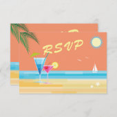 オレンジサマーウェディングRSVP 出欠カード (正面/裏面)