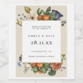 オレンジサマーフローラボタニカルボホ日付を保存 ワインラベル (シングルラベル)