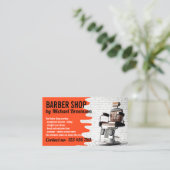 オレンジサロンデコールレトロチェアヴィンテージバーバーショップ 名刺 (スタンド正面)