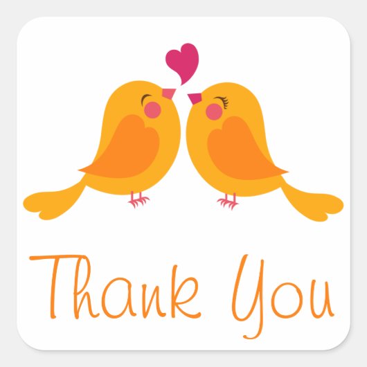 オレンジサンキューラブバード結婚式用シール/シール スクエアシール (正面)