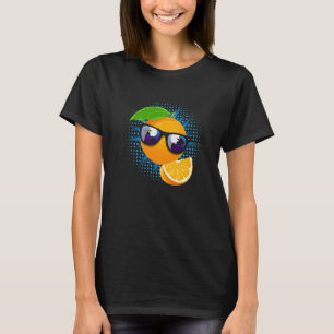 オレンジサングラスジュースフルーツ夏キッズオレンジ Tシャツ