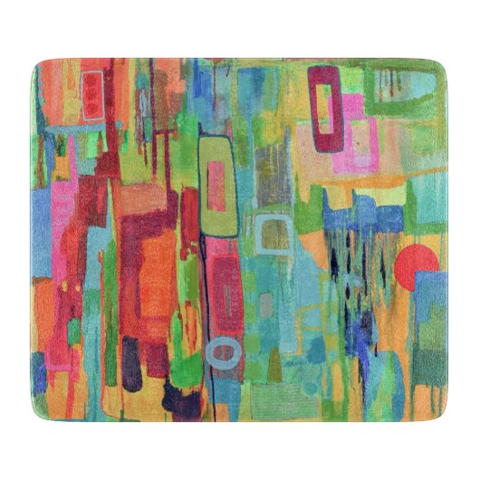 オレンジサンシャイン6 x 7 Decoガラス切断ボード カッティングボード (正面)