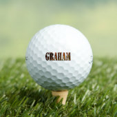 オレンジサンセットで作ったGrahamの名前 ゴルフボール (インサイチュ 木)