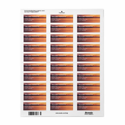 オレンジサンセットオーバーレイクウォーター夕べ写真 ラベル (フルシート)