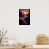 オレンジサンセットザグレースフル桜ツリー ポスター (キッチン)