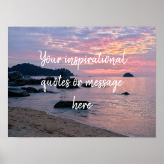 オレンジサンセットビーチカスタム引用文ポスター ポスター
