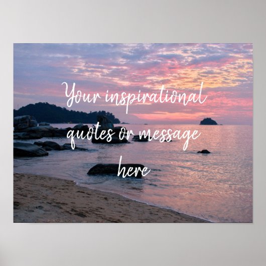 オレンジサンセットビーチカスタム引用文ポスター ポスター (正面)