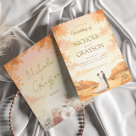 オレンジサンセットフラワーハワイウェディング 招待状