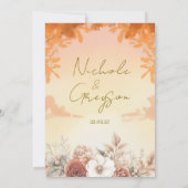 オレンジサンセットフラワーハワイウェディング 招待状 (裏面)