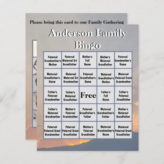 オレンジサンセットマウンテンフォトファミリービンゴ (正面/裏面)