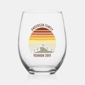 オレンジサンセットマウンテンレトロファミリー懇親会パーティー ステムなしワイングラス (正面)